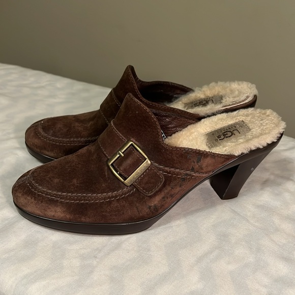 UGG, Brown Color, Heel Out, Belt Buckle Strap, Close Toe Heels, Size 9 - Picture 6 of 15
